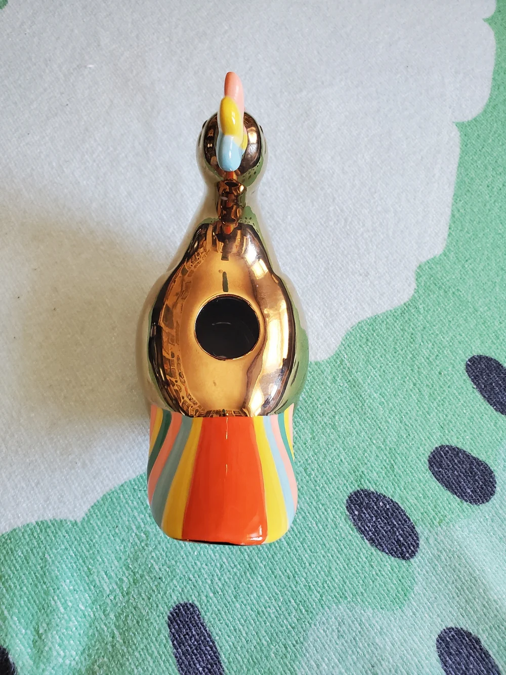Oh Joy! Gold & Rainbow Ceramic Peacock Candle Holder